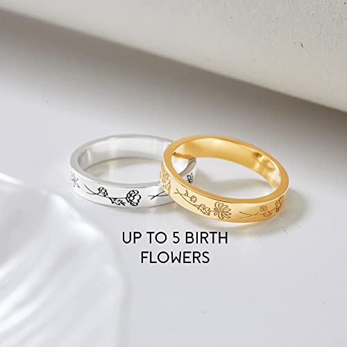Anillo Flores del Mes de Nacimiento | Anillo Familiar Floral | Regalo para Mamá